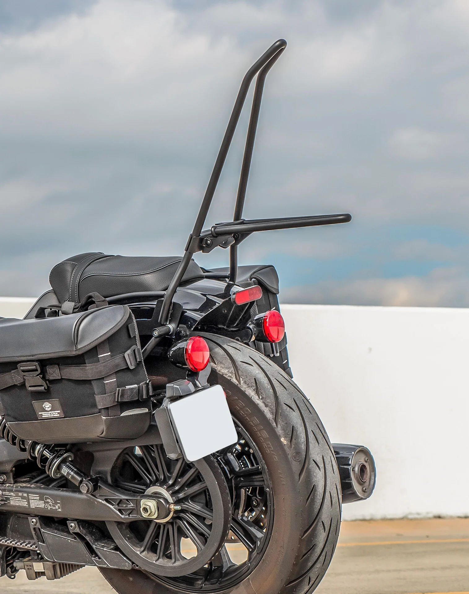 Iron Born Blade 25" Sissy Bar with Foldable Luggage Rack for 2025+ Indian Sport Scout Matte Black - Image 6