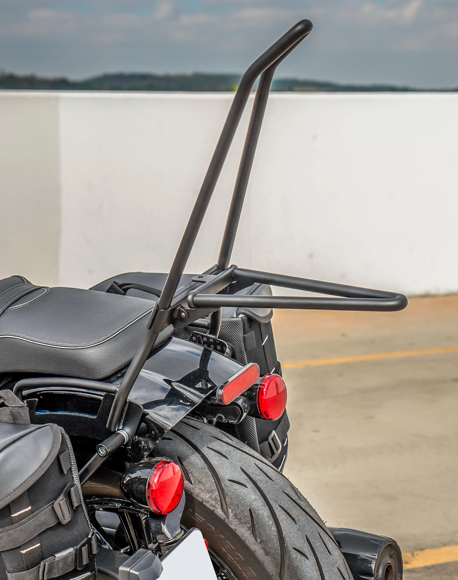 Iron Born Blade 25" Sissy Bar with Foldable Luggage Rack for 2025+ Indian Sport Scout Matte Black - Image 5