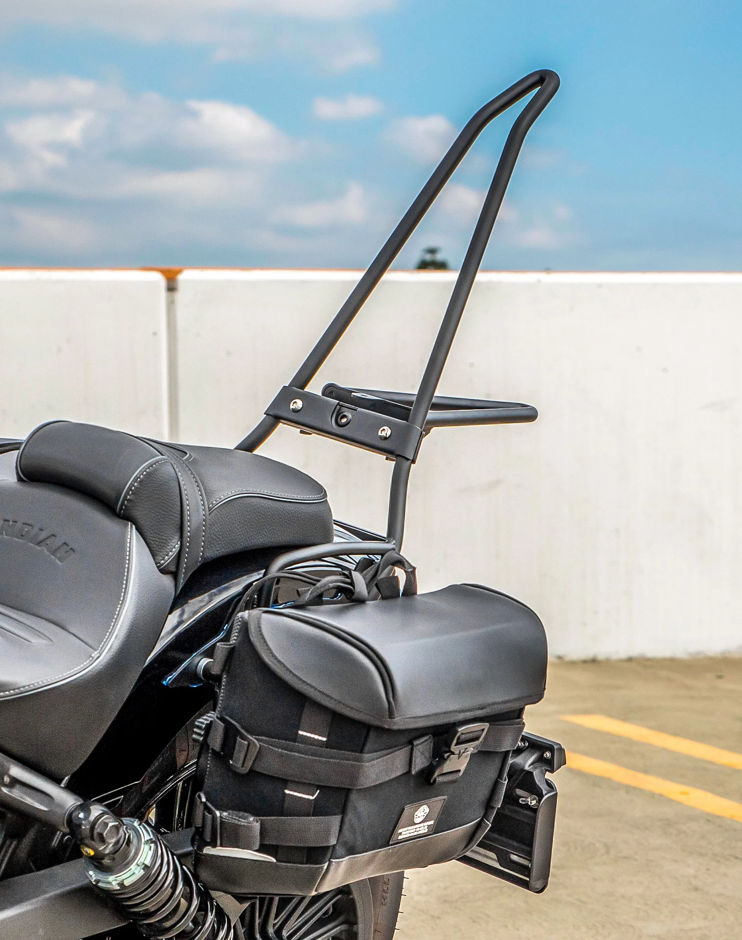 Iron Born Blade 25" Sissy Bar with Foldable Luggage Rack for 2025+ Indian Sport Scout Matte Black - Image 3