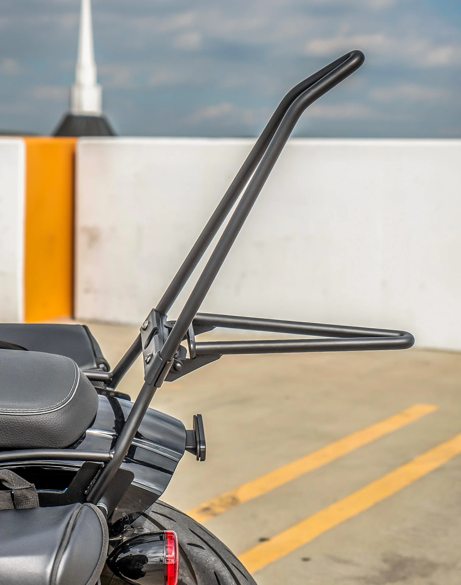 Iron Born Blade 25" Sissy Bar with Foldable Luggage Rack for 2025+ Indian Sport Scout Matte Black - Image 4