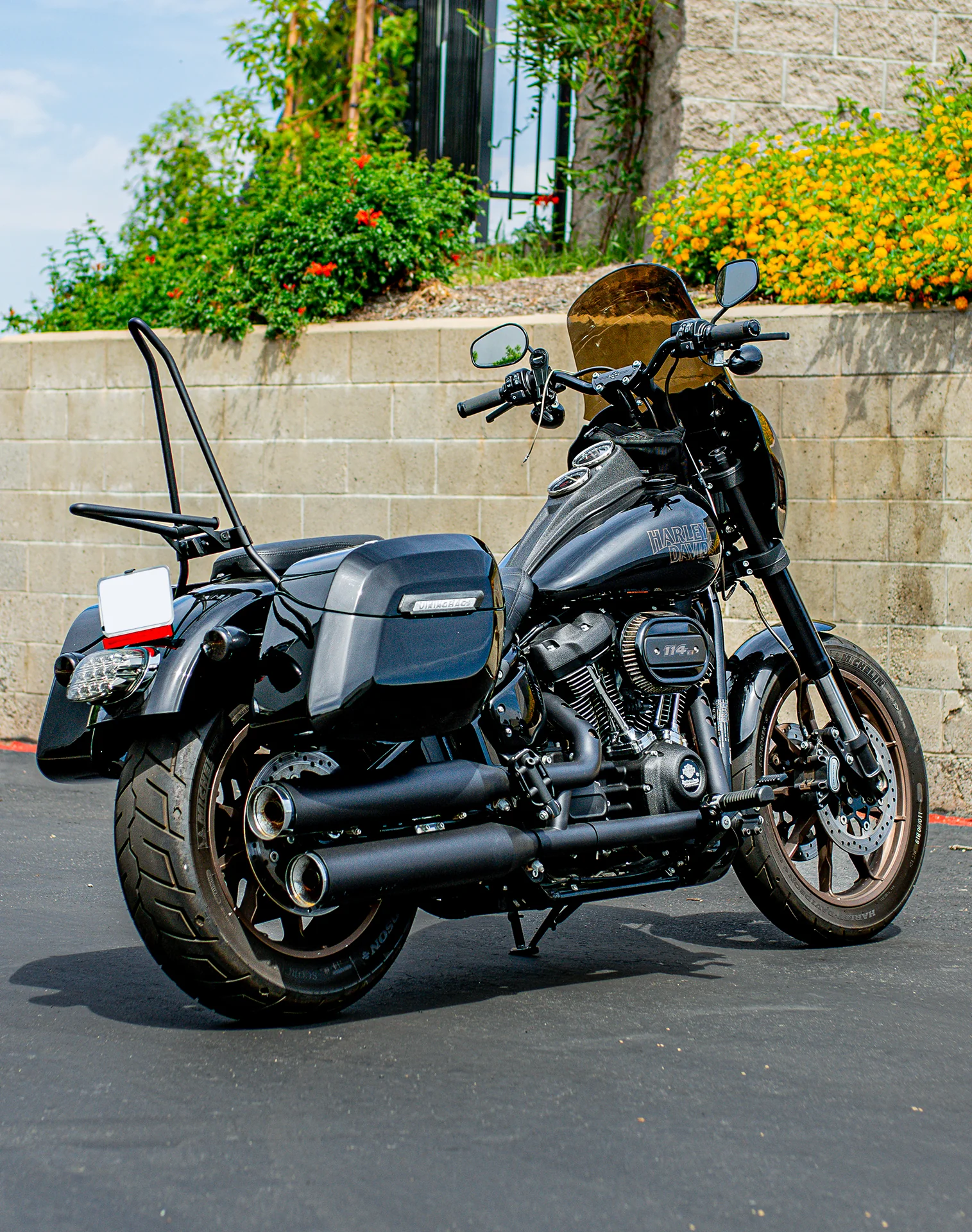 Iron Born Blade 25" Sissy Bar with Foldable Luggage Rack for Harley Softail Low Rider S FXLRS Matte Black - Image 3