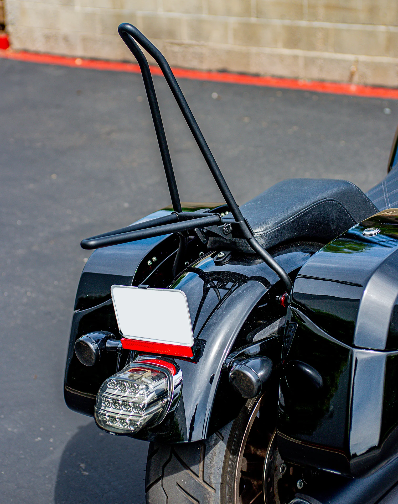 Iron Born Blade 25" Sissy Bar with Foldable Luggage Rack for Harley Softail Low Rider S FXLRS Matte Black - Image 4