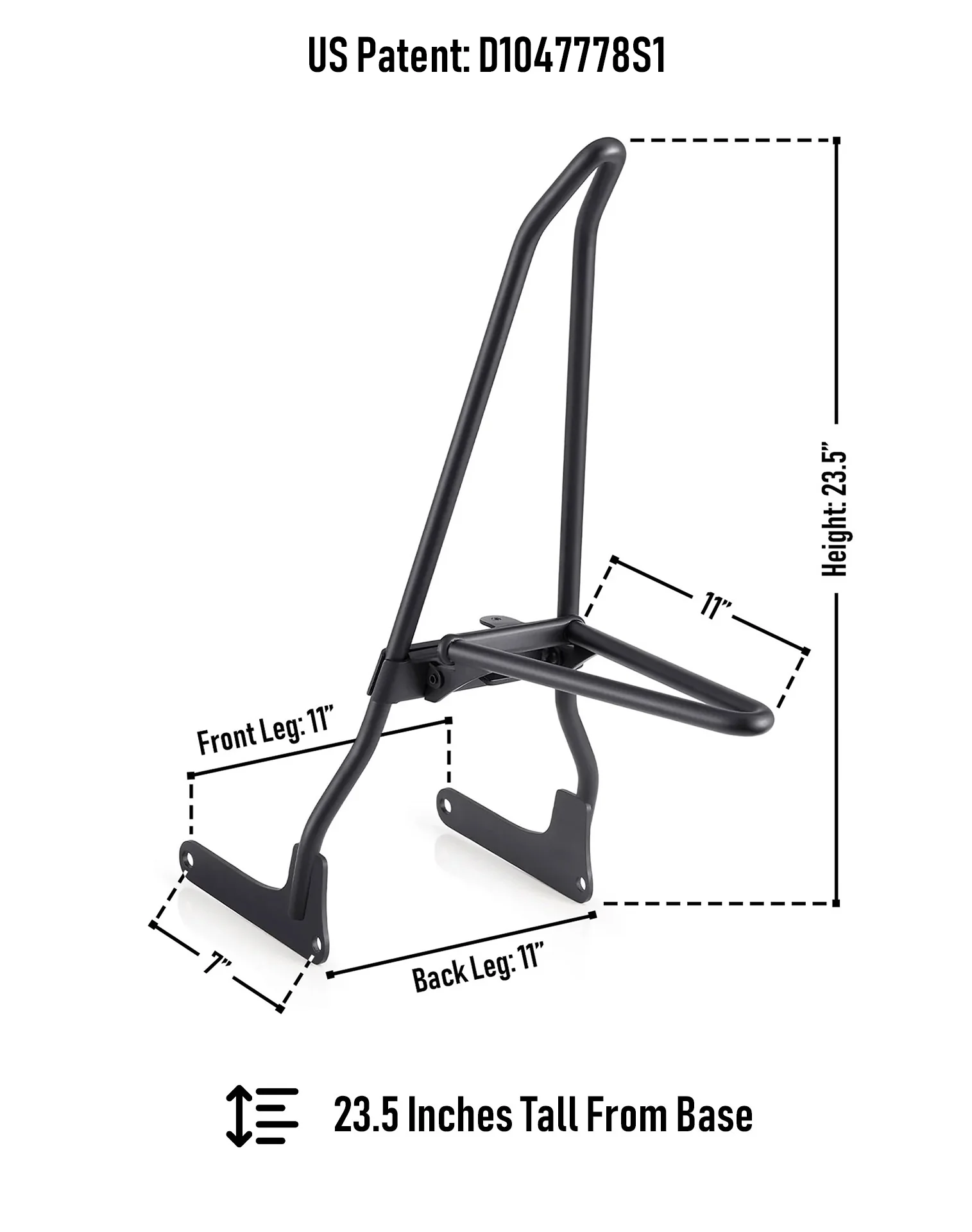 Iron Born Blade 25" Sissy Bar with Foldable Luggage Rack for Harley Softail Low Rider S FXLRS Matte Black - Image 7