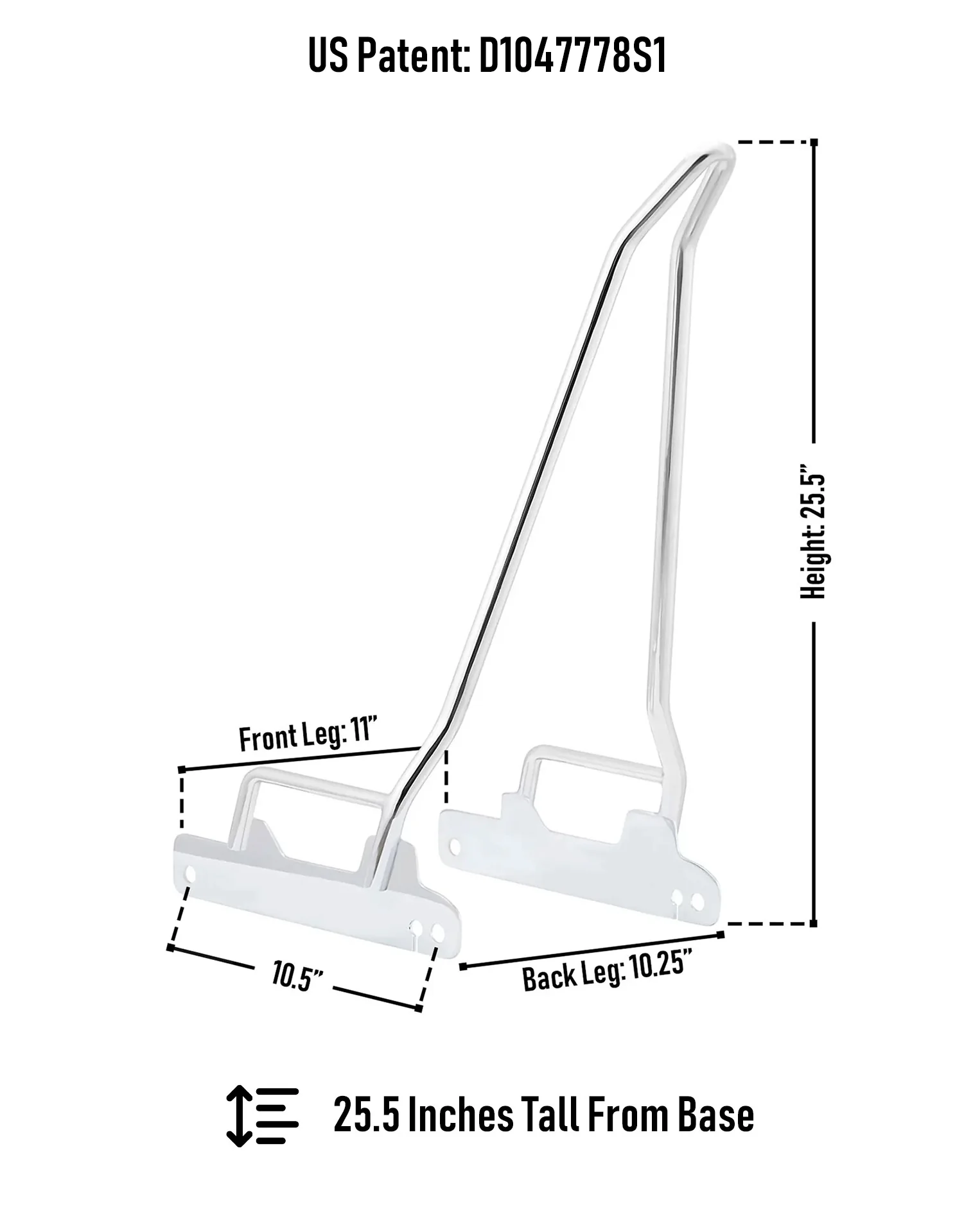 Iron Born Blade 25" Sissy Bar for Harley Dyna Low Rider FXDL Chrome - Image 3