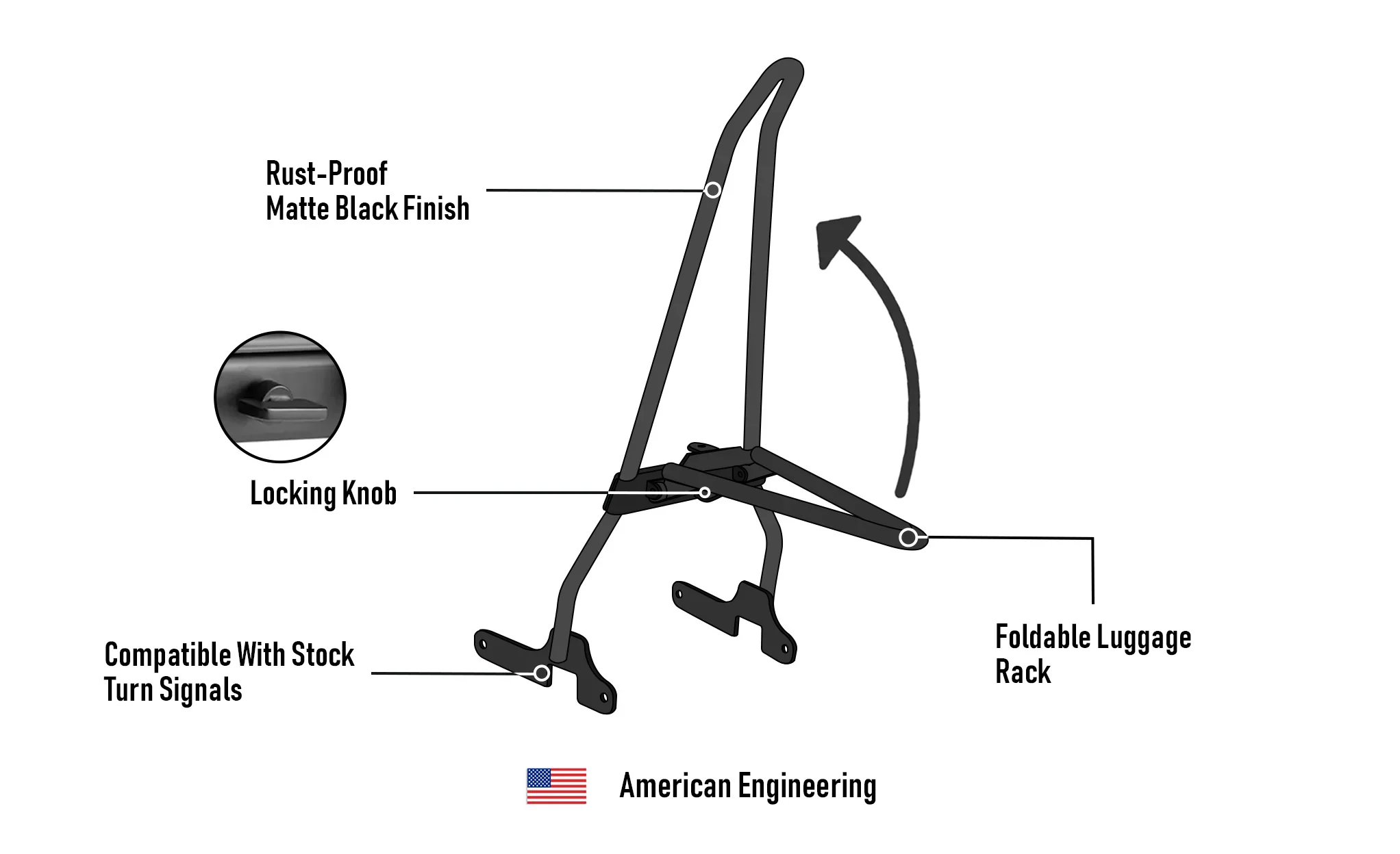 Iron Born Blade 25" Sissy Bar with Foldable Luggage Rack for Harley Sportster Forty Eight Matte Black - Image 13
