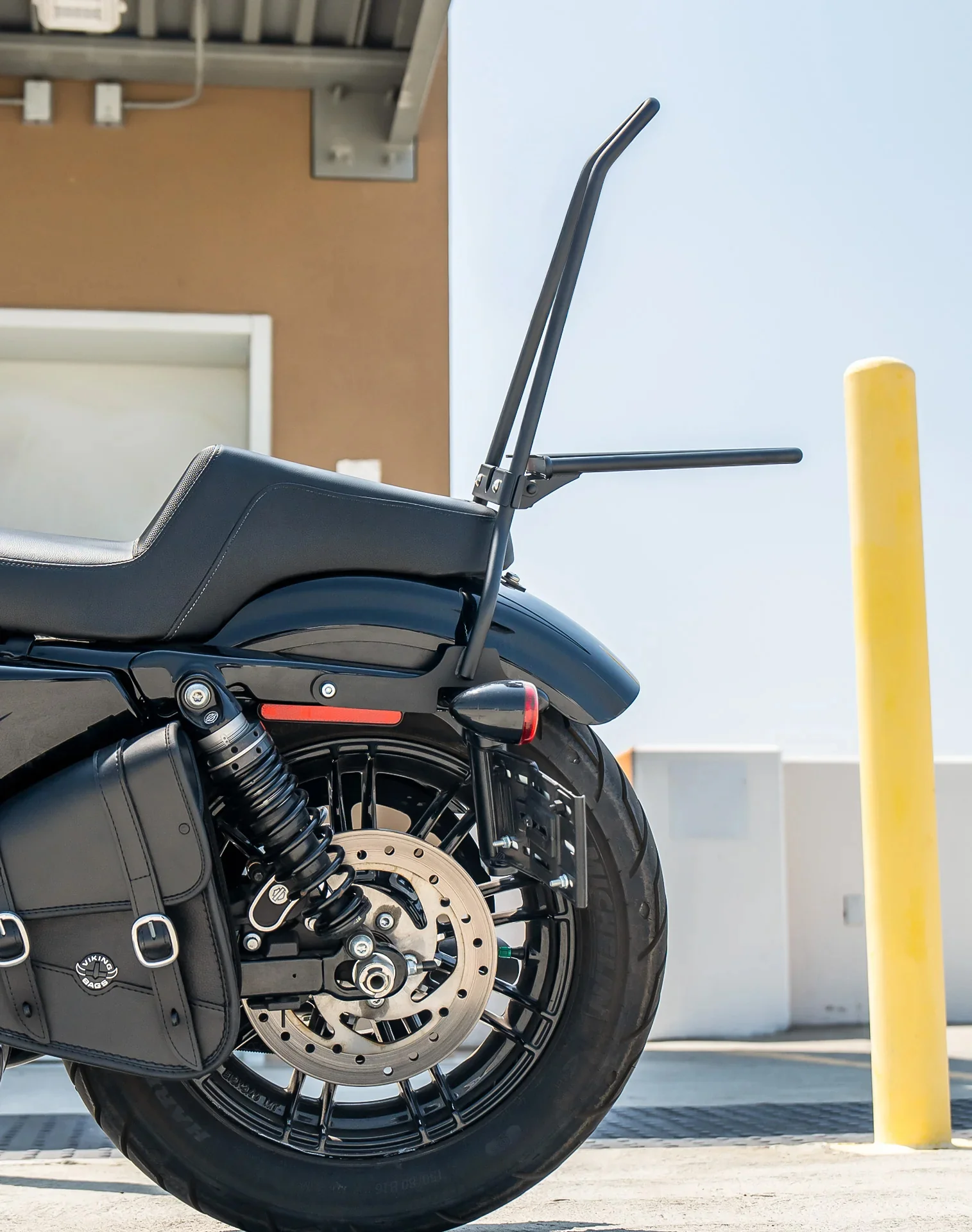 Iron Born Blade 25" Sissy Bar with Foldable Luggage Rack for Harley Sportster Forty Eight Matte Black - Image 4