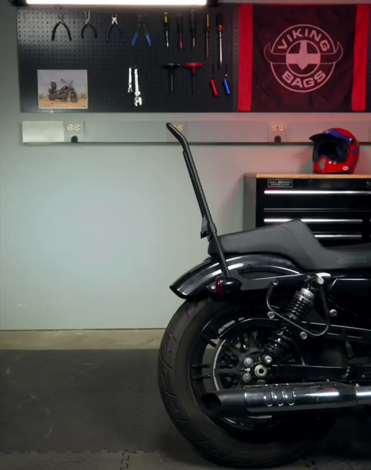 Iron Born Blade 25" Sissy Bar with Foldable Luggage Rack for Harley Sportster Forty Eight Matte Black - Image 8