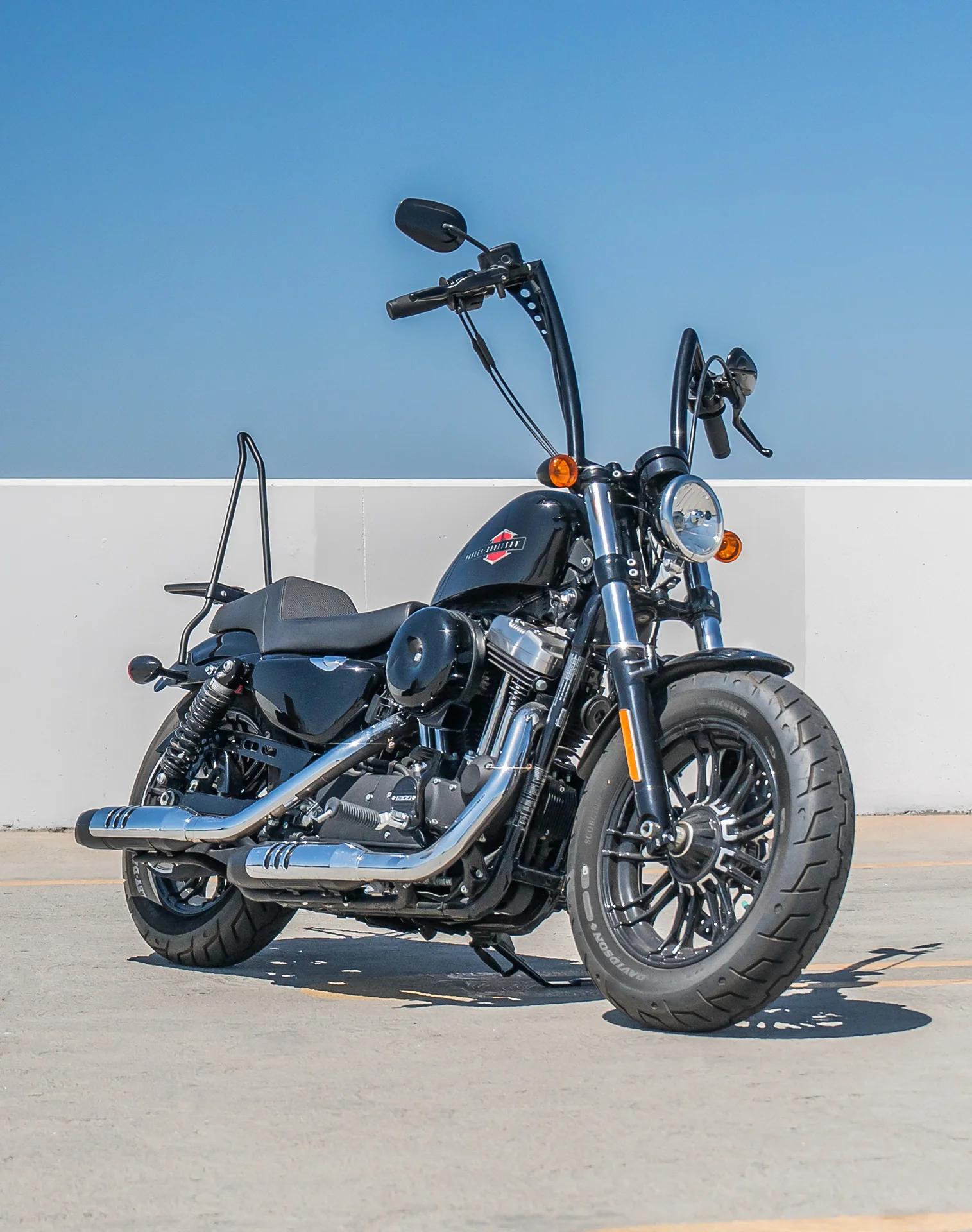 Viking Iron Born 12" Handlebar For Harley Sportster Forty Eight Gloss Black - Image 5