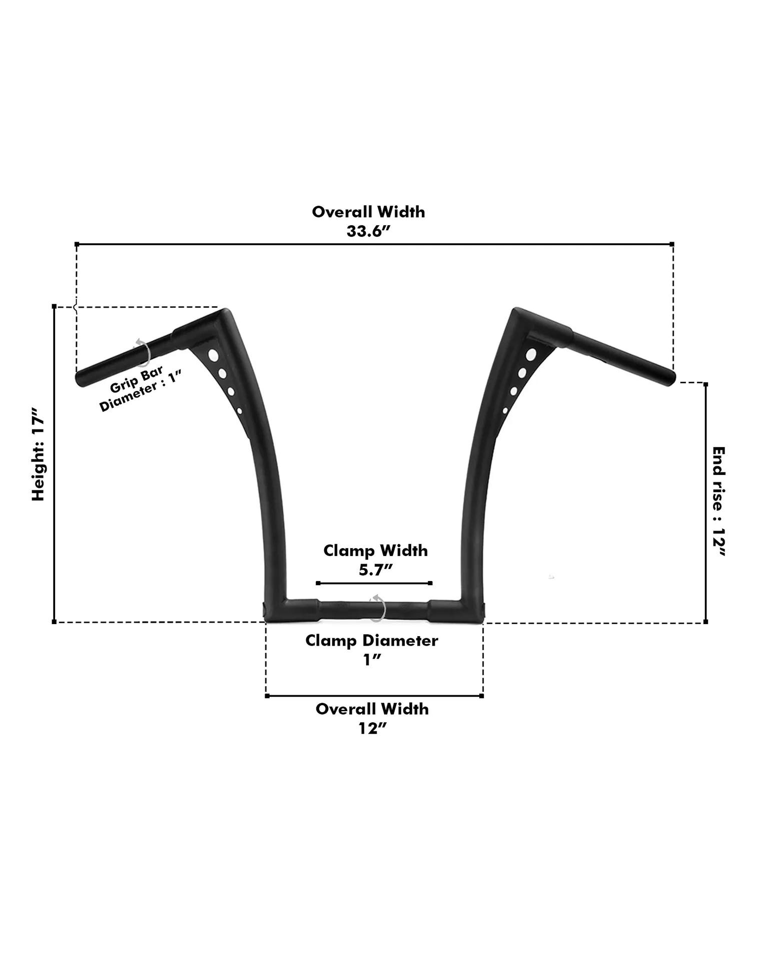 Viking Iron Born 12" Handlebar for Harley Dyna Street Bob FXDB Matte Black - Image 3